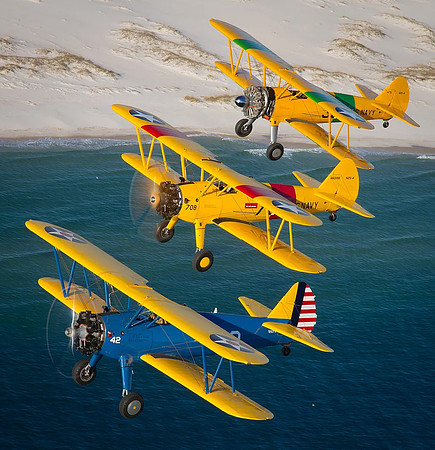 stearmans in flight